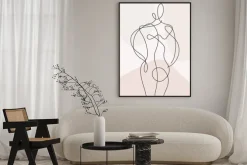 Plakat: Minimalistyczny jednoliniowy szkic kobiecej sylwetki