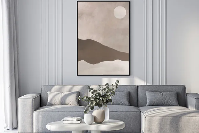 Plakat: Minimalistyczny krajobraz w monochromatycznych barwach