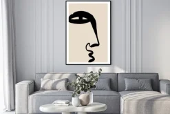 Plakat: Minimalistyczny line art twarzy człowieka