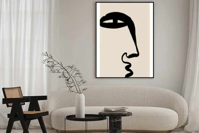 Plakat: Minimalistyczny line art twarzy człowieka