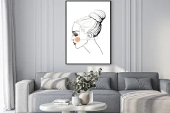 Plakat: Minimalistyczny rysunek kobiecego profilu