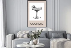 Plakat: Minimalistyczny szkic kieliszka z napisem