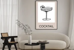 Plakat: Minimalistyczny szkic kieliszka z napisem