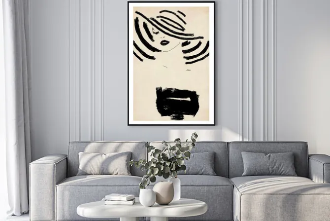 Plakat: Minimalistyczny wzór kobiety w kapeluszu