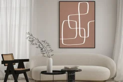 Plakat: Minimalistyczny wzór białe linie na tle w kolorze mocha mousse