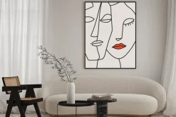 Plakat: Miłość w stylu line art portret