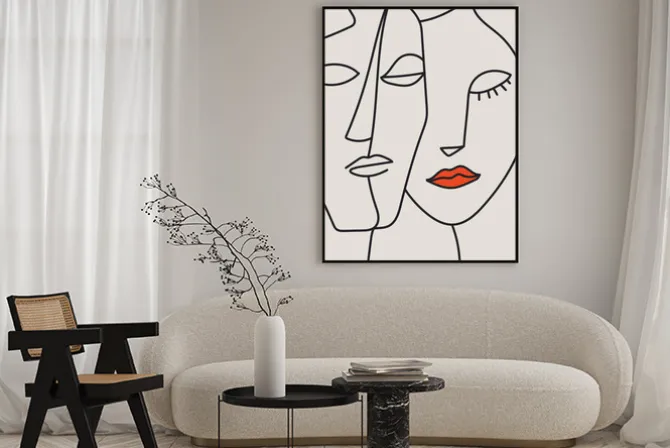 Plakat: Miłość w stylu line art portret