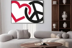 Plakat: Miłości i pokoju znaki przeplatają