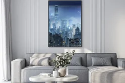 Plakat: Misty nocy widok portu victoria w hongkongu miasta