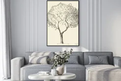 Plakat: Młode drzewa oliwnego ilustracji wektorowych ręcznie rysowane