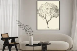 Plakat: Młode drzewa oliwnego ilustracji wektorowych ręcznie rysowane