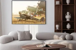 Plakat: Model dziecko samolot zaparkowany z samolotów retro