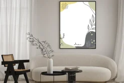 Plakat: Modern abstract floral art vector leaves background.