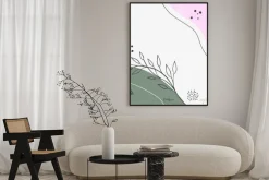 Plakat: Modern abstract floral art vector leaves background.