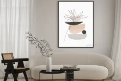 Plakat: Modern illustration with tropical one line art flower, geo elements