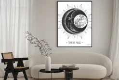 Plakat: Modern magic witchcraft card with astrology sun and moon sign