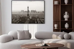 Plakat: Monochromatyczna panorama paryża z wieżą eiffla