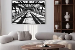 Plakat: Monochromatyczny żelazny most