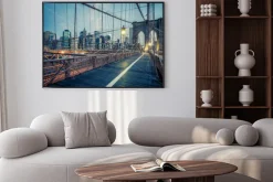 Plakat: Most brookliński nocą, nyc.