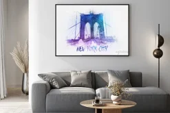 Plakat: Most brookliński w stylu kolorowej akwareli