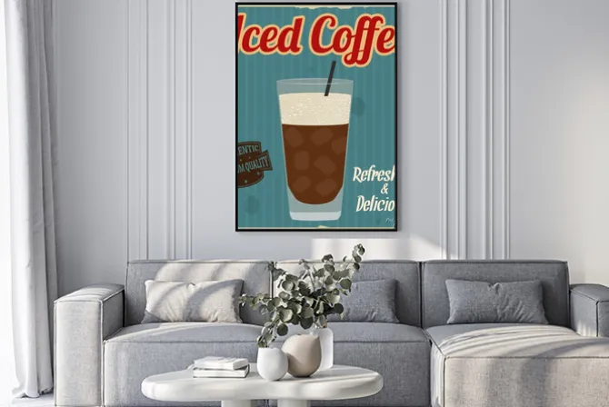 Plakat: Mrożona kawa retro plakat