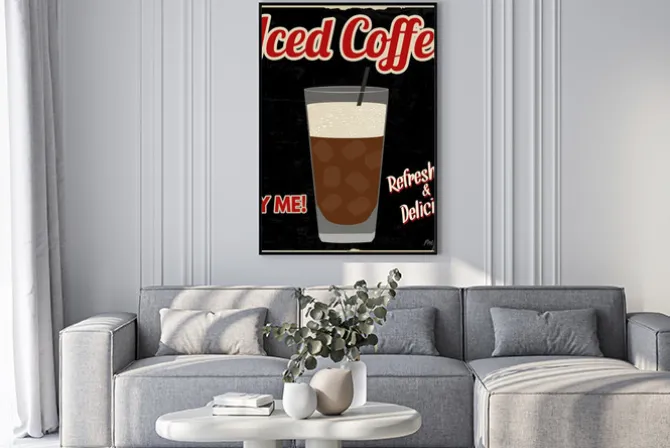 Plakat: Mrożona kawa retro plakat