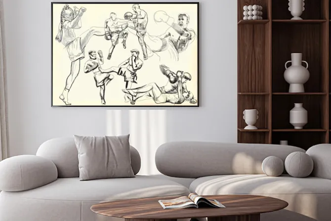 Plakat: Muay wojownicy kolekcja - rysunki ręczne