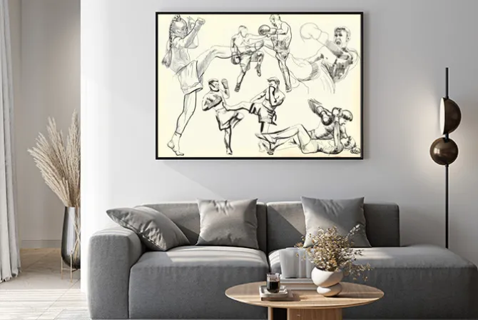 Plakat: Muay wojownicy kolekcja - rysunki ręczne