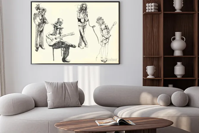 Plakat: Muzycy - kolekcja rysunków ręcznych do wektora