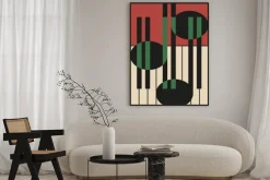 Plakat: Muzyczna ilustracja z nutkami i pianinem