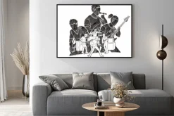 Plakat: Muzyk grający muzykę razem, zespół muzyczny, artysta wektor graficzny