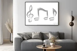 Plakat: Muzyka notatka 3d, na białym tle