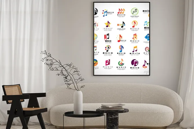 Plakat: Muzyka zestaw ikon - samodzielnie na szarym tle