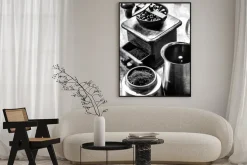 Plakat: Młynek do kawy czarno-biała fotografia vintage