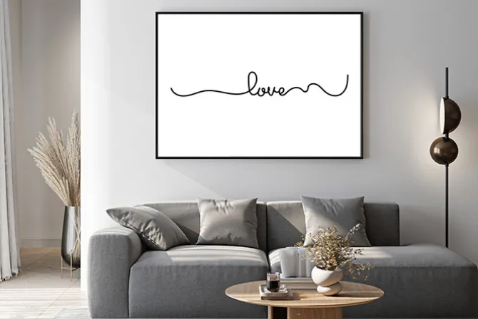 Plakat: Napis love pisane jedną linią