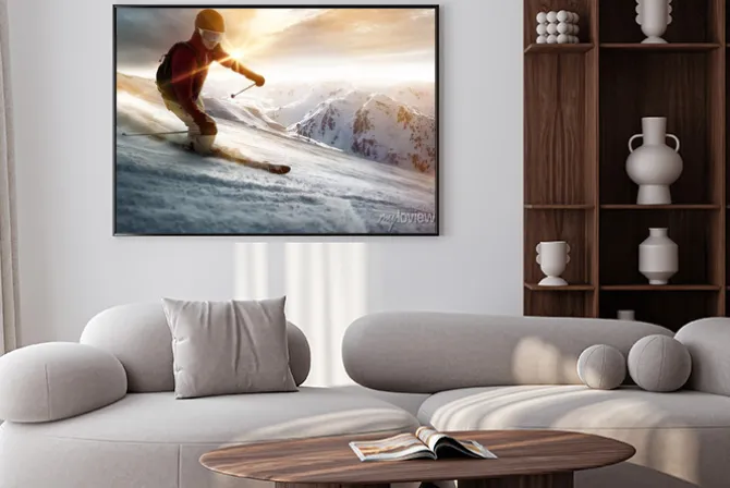 Plakat: Narciarz w otoczeniu słońca