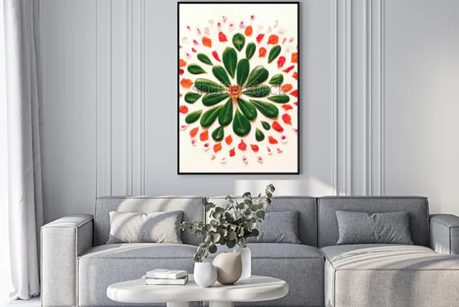 Plakat: Naturalna mandala ułożona z listków