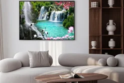 Plakat: Naturalny wodospad w efekcie 3d