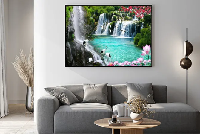 Plakat: Naturalny wodospad w efekcie 3d