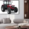 Plakat: New red tractor isolated on white background