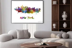 Plakat: New york skyline w akwarela