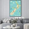 Plakat: New zealand illustrated map with bright icons