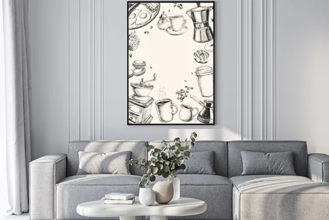 Plakat: Śniadanie ręcznie rysowane zestaw ilustracji wektorowych