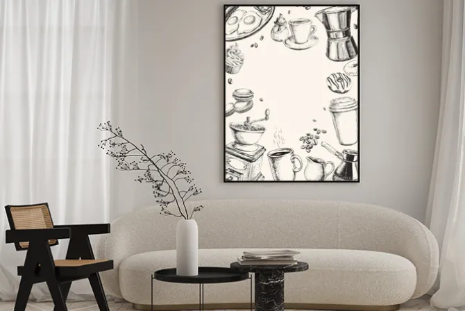 Plakat: Śniadanie ręcznie rysowane zestaw ilustracji wektorowych