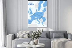 Plakat: Niebieska mapa państw unii europejskiej