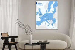 Plakat: Niebieska mapa państw unii europejskiej
