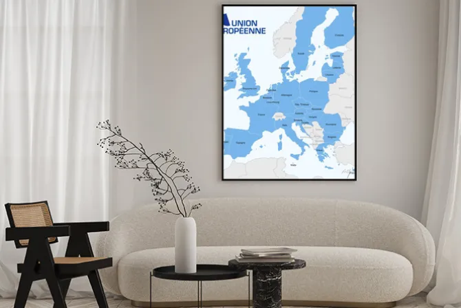 Plakat: Niebieska mapa państw unii europejskiej