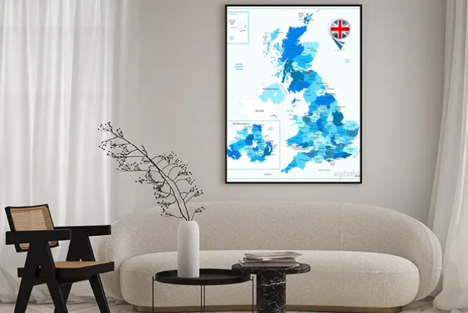Plakat: Niebieski kolor mapę wielkiej brytanii