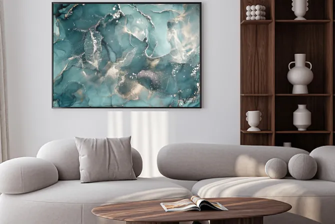 Plakat: Niebieski marmur ze srebrzeniem