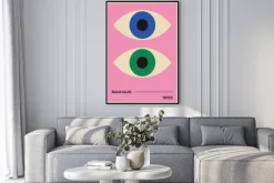Plakat: Niebieskie i zielone abstrakcyjne oko w stylu bauhaus
